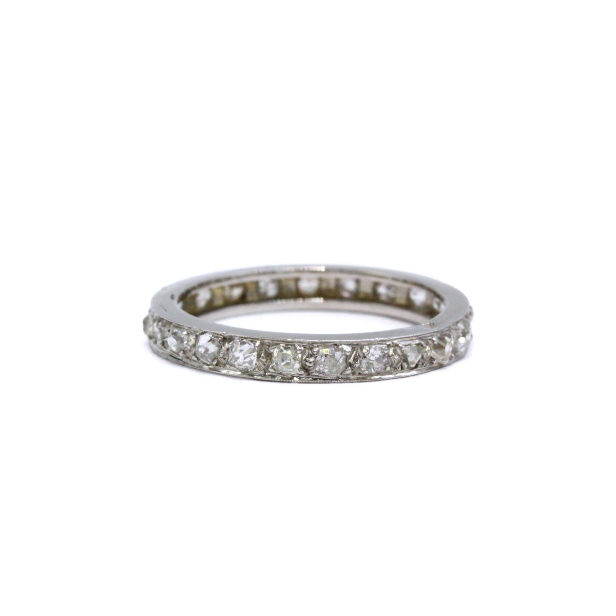 Antique-cut Diamond Wedding Band In Platinum