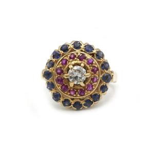 Tutti Frutti Ring - 18k Yellow Gold, Rubies, Sapphires And Diamonds