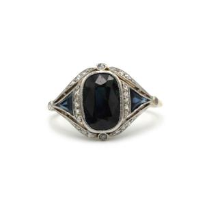 Bague art deco - Or, saphirs et diamants