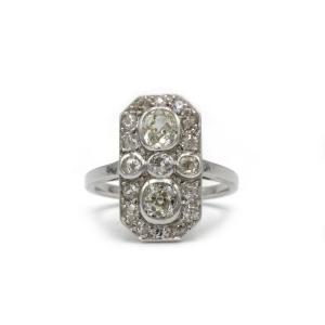 Art Deco Platinum Ring With Old-cut Diamonds 