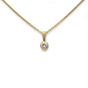 750 Yellow Gold Necklace With 0.50 Carat Bezel-set Diamond