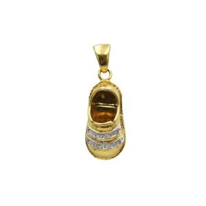 750 Yellow Gold And Diamond Shoe Charm/pendant