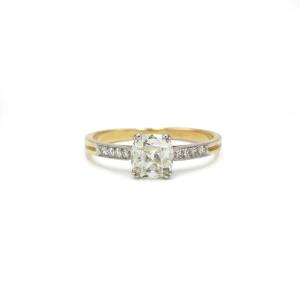 Antique Art Deco Solitaire Ring, 18k Gold, 1.03 Carat Diamond