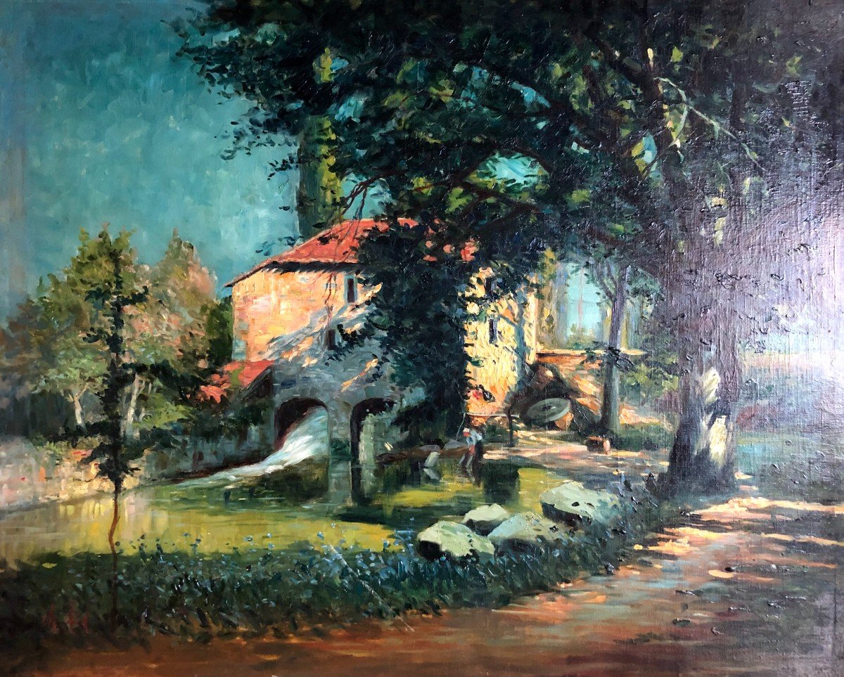 George Charles Aid, The Mill, Large Format Oil On Canvas