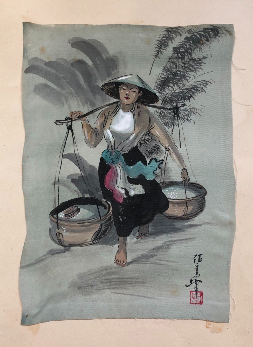 Watercolor On Fabric, Asia, Twentieth