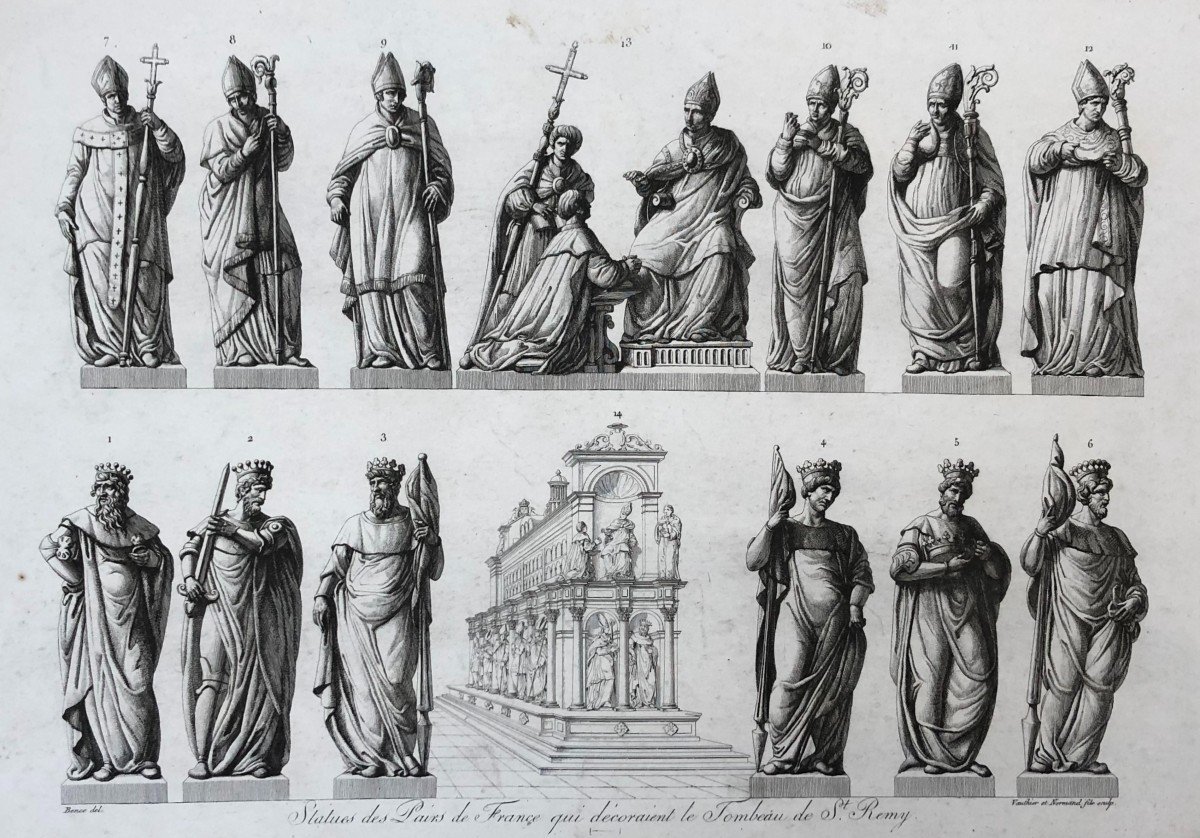 Statues Des Pairs De France, Gravure Début XIXe