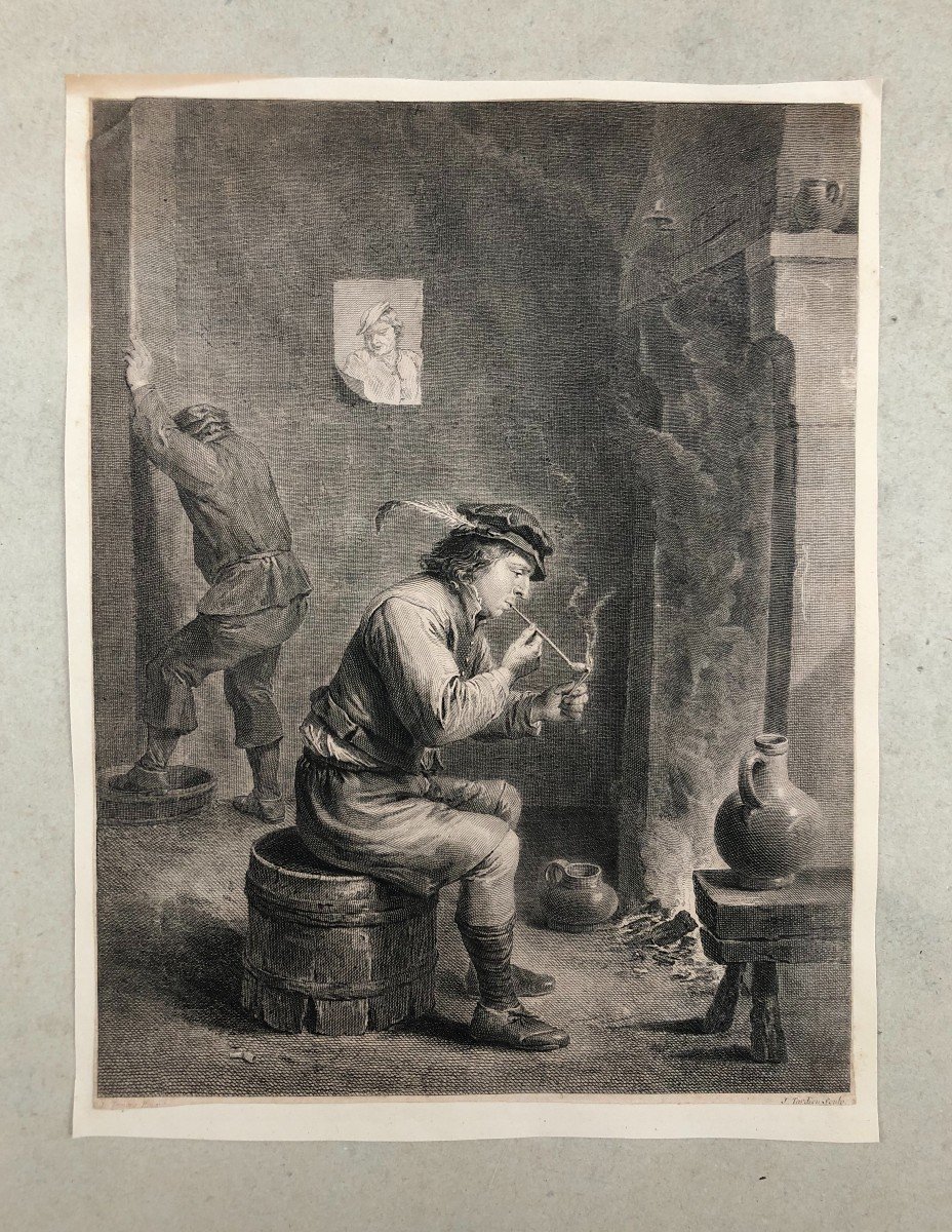 The Smoker, Engraving By Tardieu After Teniers-photo-2