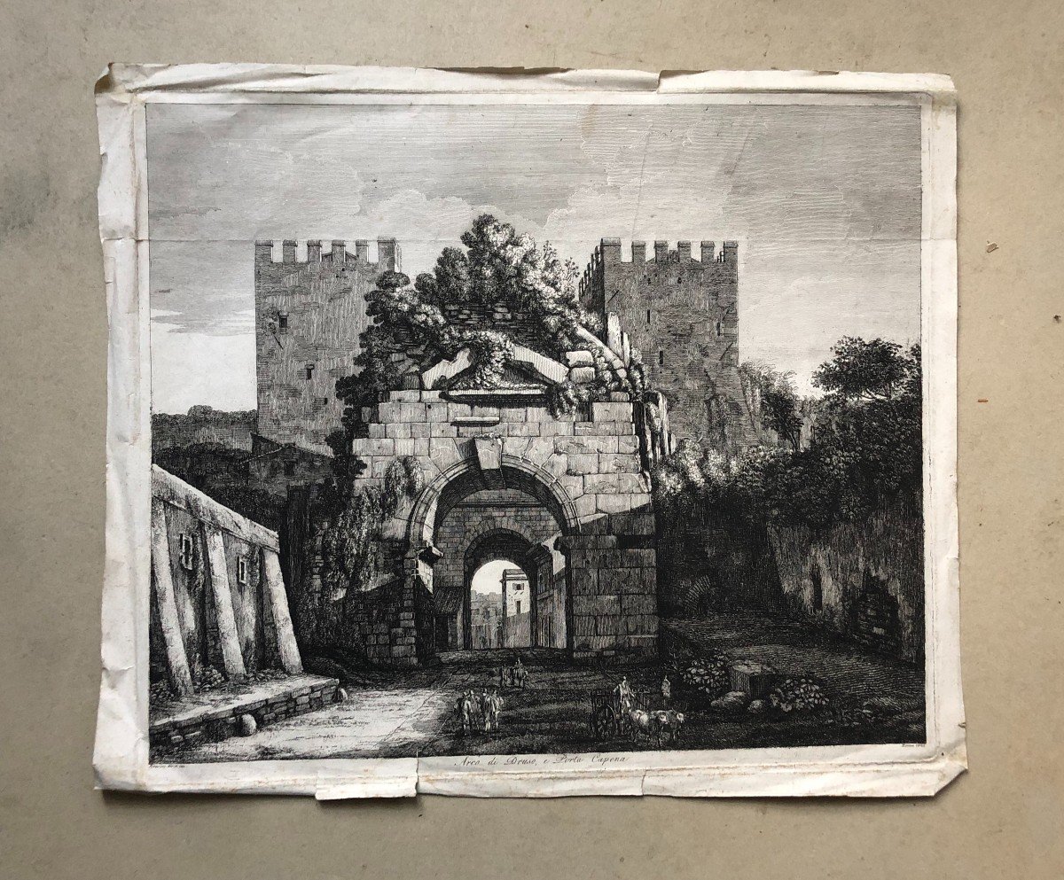 Arco Di Druso, E Porta Capena, Gravure Par Luigi Rossini -photo-2