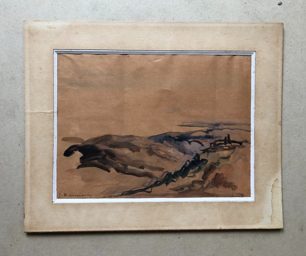 Landscape, Watercolor Early 20th Century, Signature To Identify-photo-2