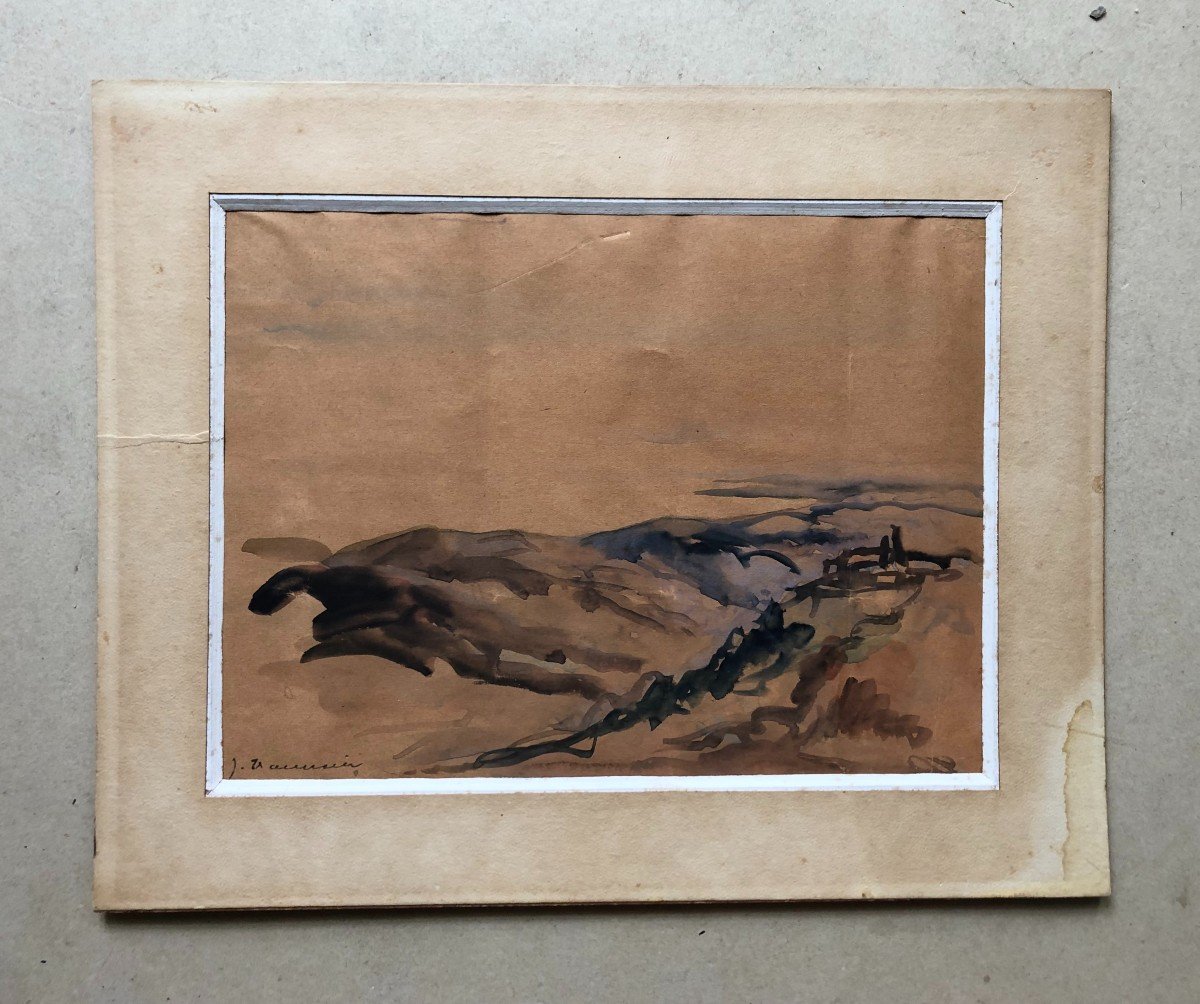 Paysage, Aquarelle Début XXe, Signature à Identifier-photo-2
