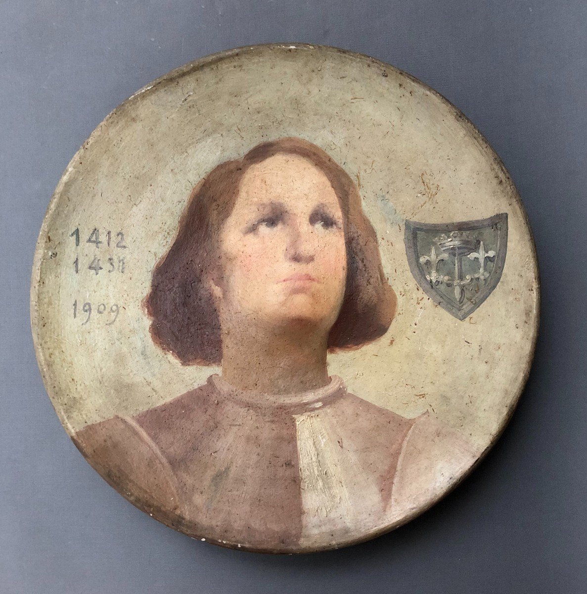 Terracotta Dish Painted With The Effigy Of Jeanne d'Arc