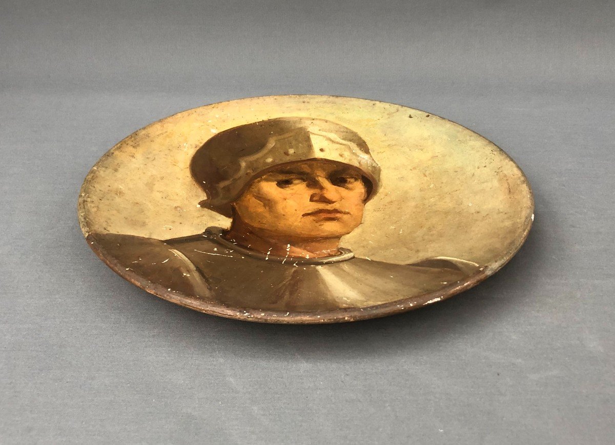 Jeanne d'Arc In Armor, Painted Terracotta Dish-photo-4