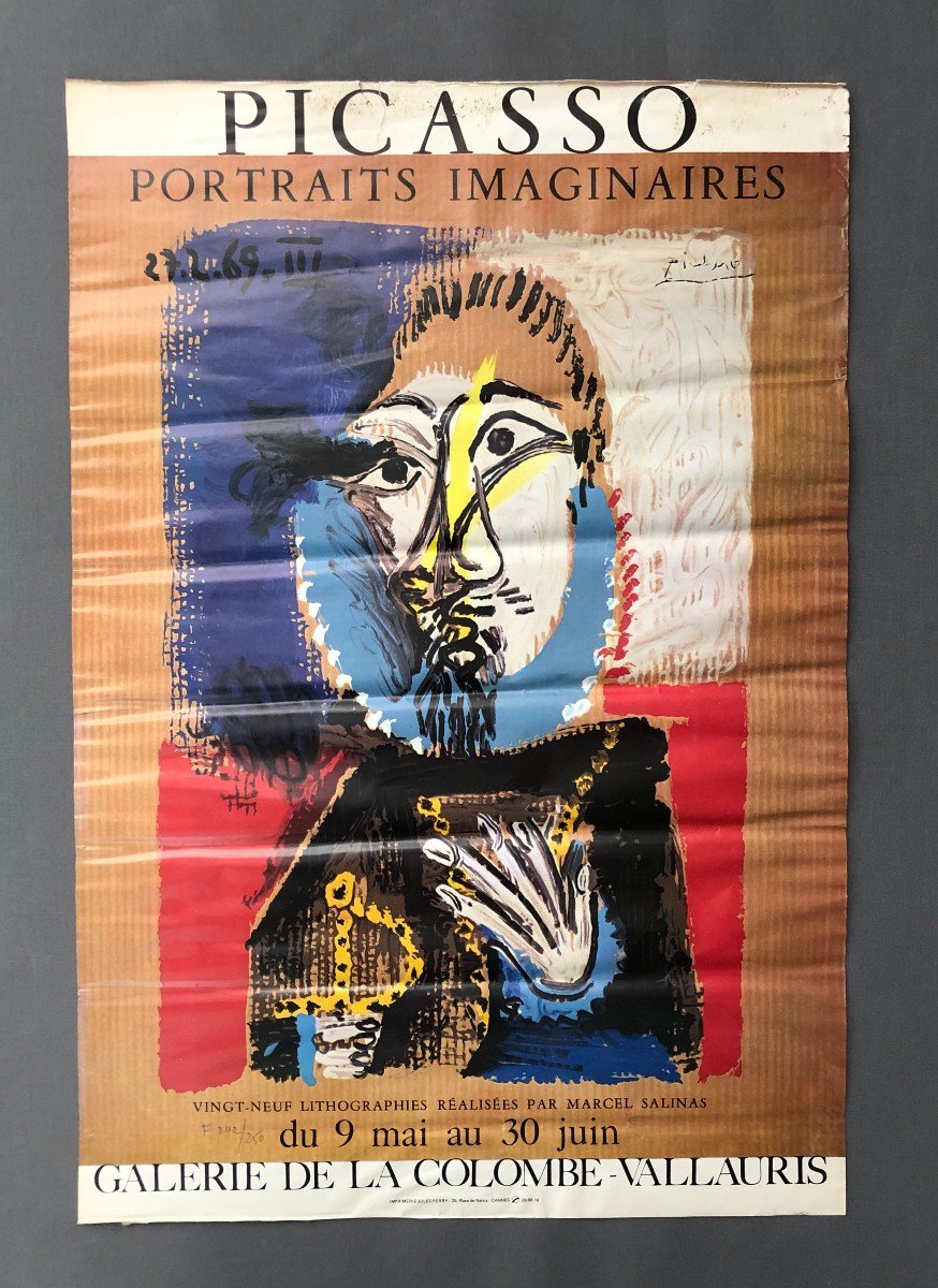 Picasso, Imaginary Portraits, Original Exhibition Poster, Vallauris