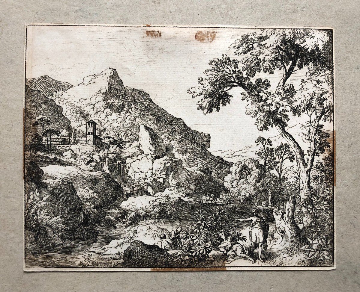 Christian Dietricy, Animated Landscape, 18th Century Engraving