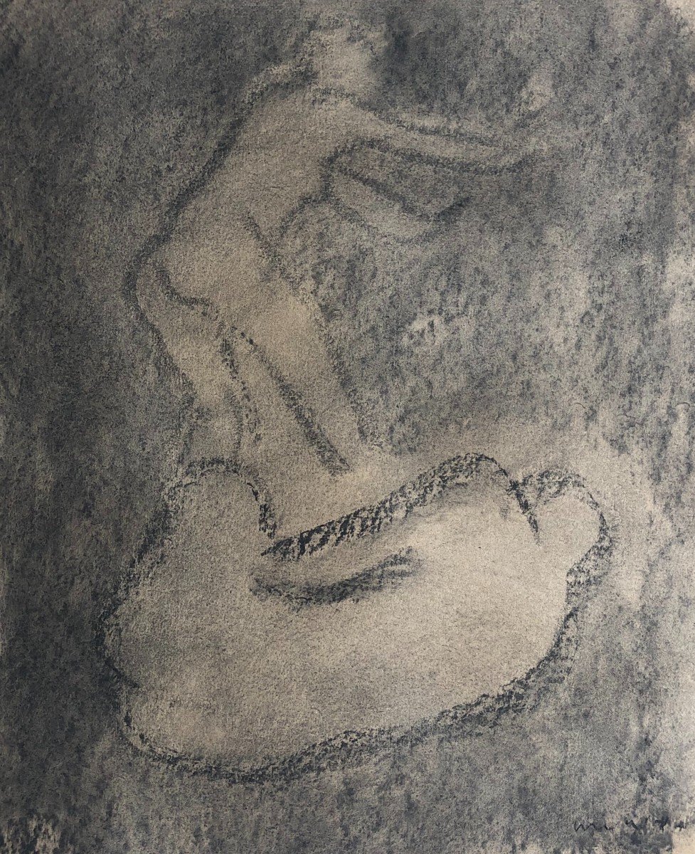 Study Of Nude Body, Charcoal Drawing, Signature To Be Deciphered 