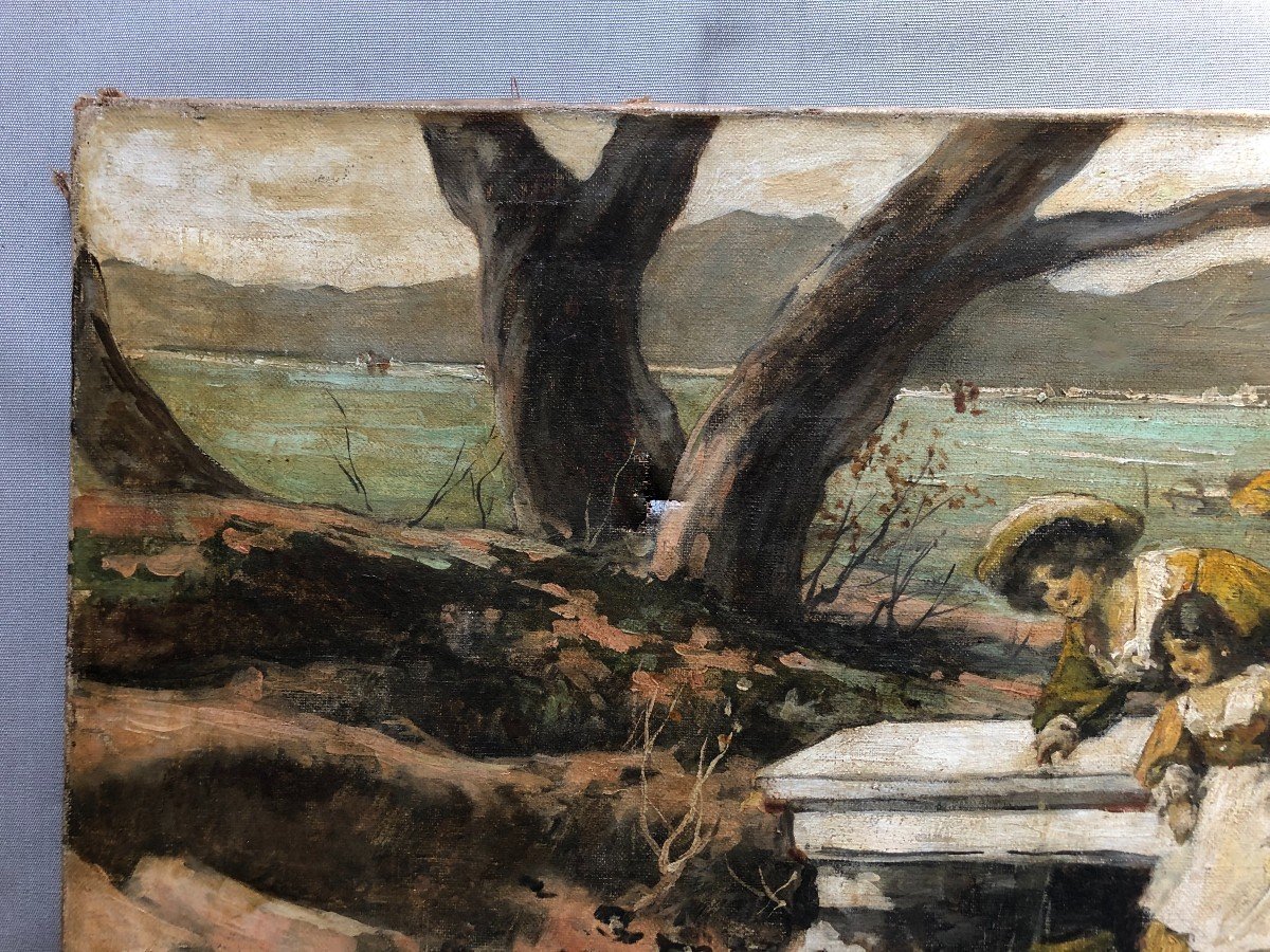 ángel Lizcano, Animated Landscape, Oil On Canvas To Be Restored-photo-3