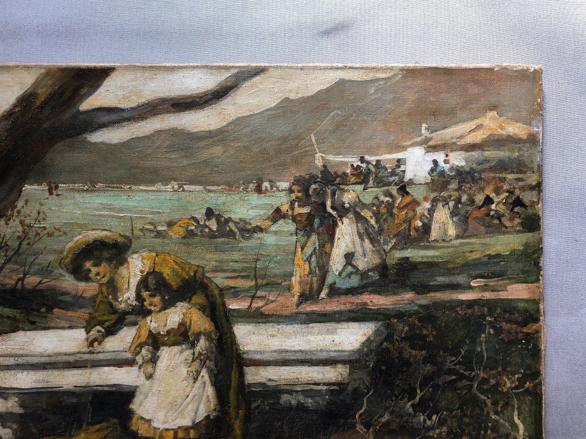 ángel Lizcano, Animated Landscape, Oil On Canvas To Be Restored-photo-4
