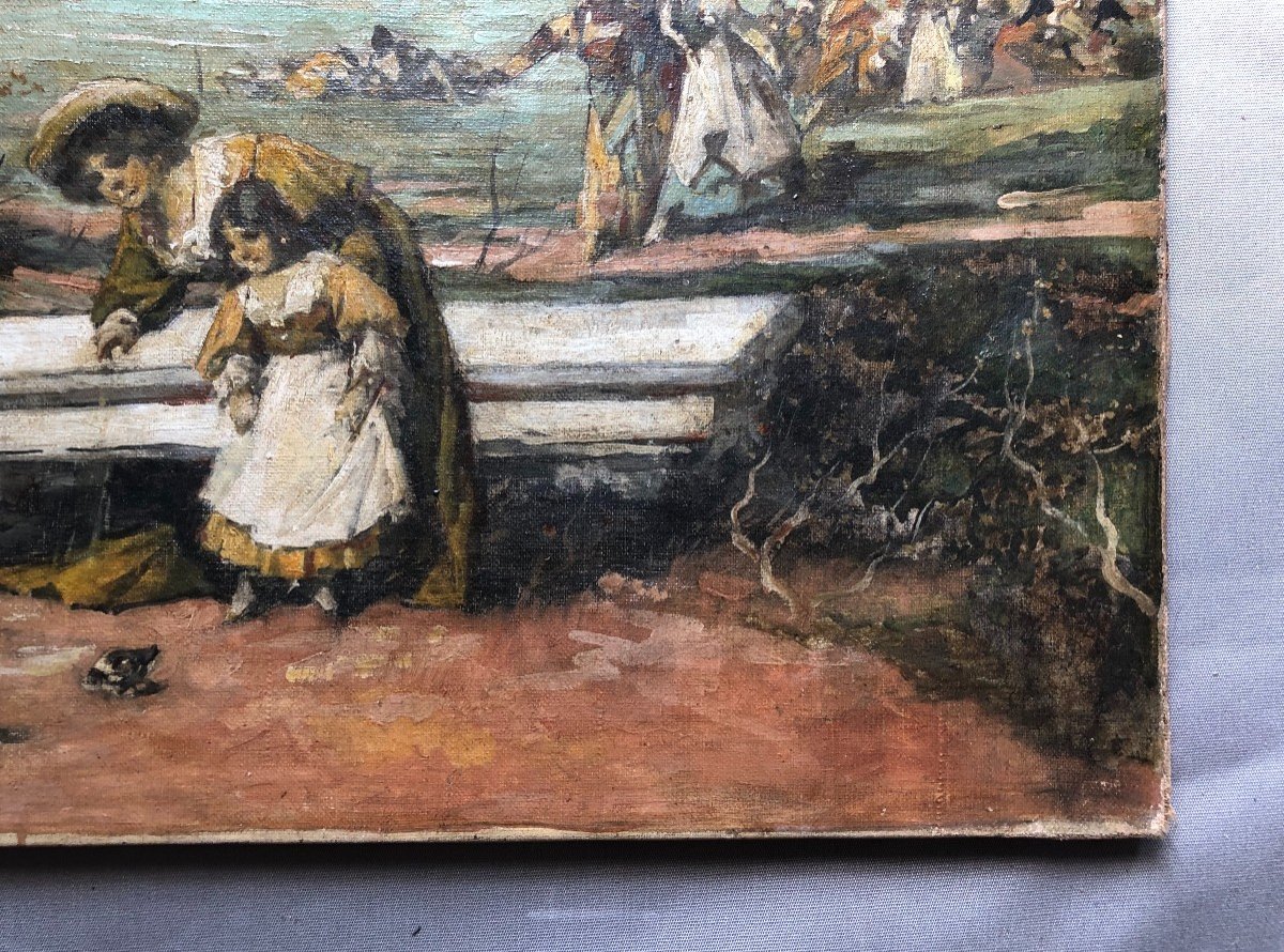 ángel Lizcano, Animated Landscape, Oil On Canvas To Be Restored-photo-1