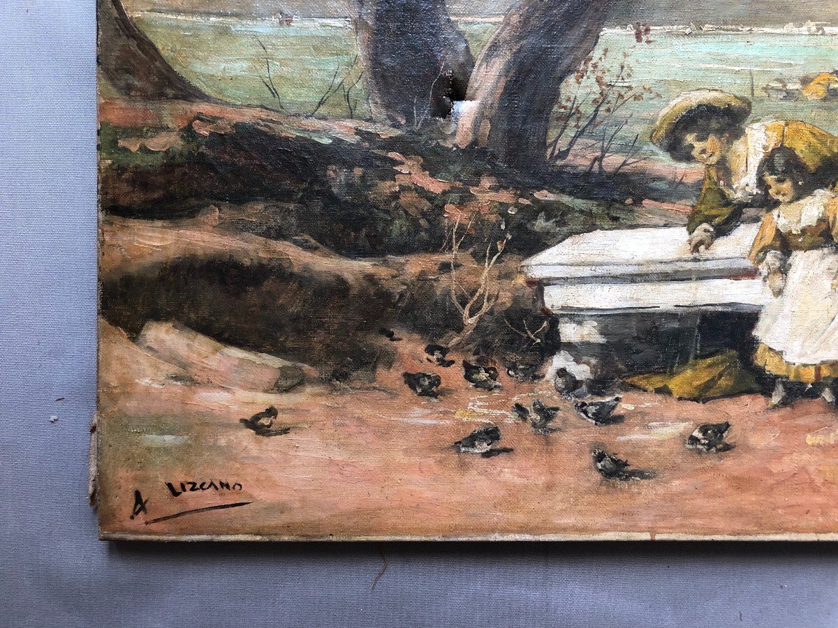 ángel Lizcano, Animated Landscape, Oil On Canvas To Be Restored-photo-2