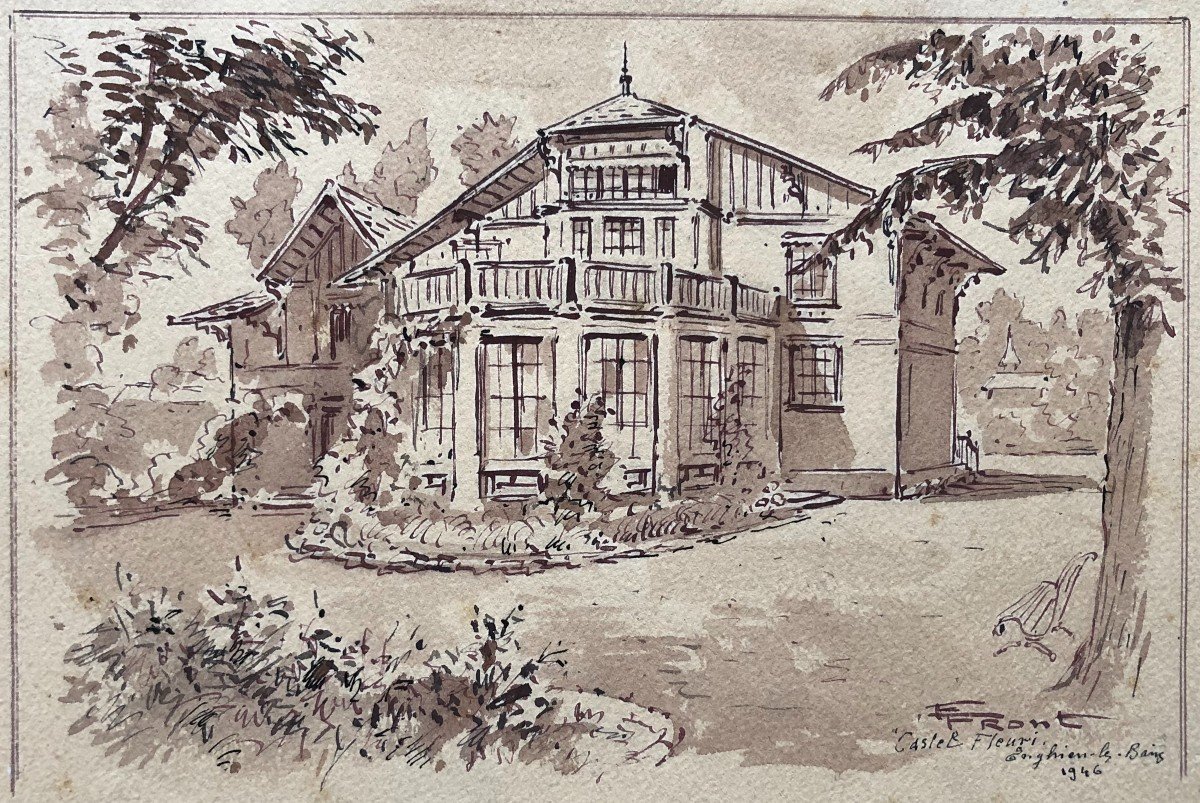 Castel Fleuri, Villa In Enghien Les Bains, Drawing Signed And Dated 1946