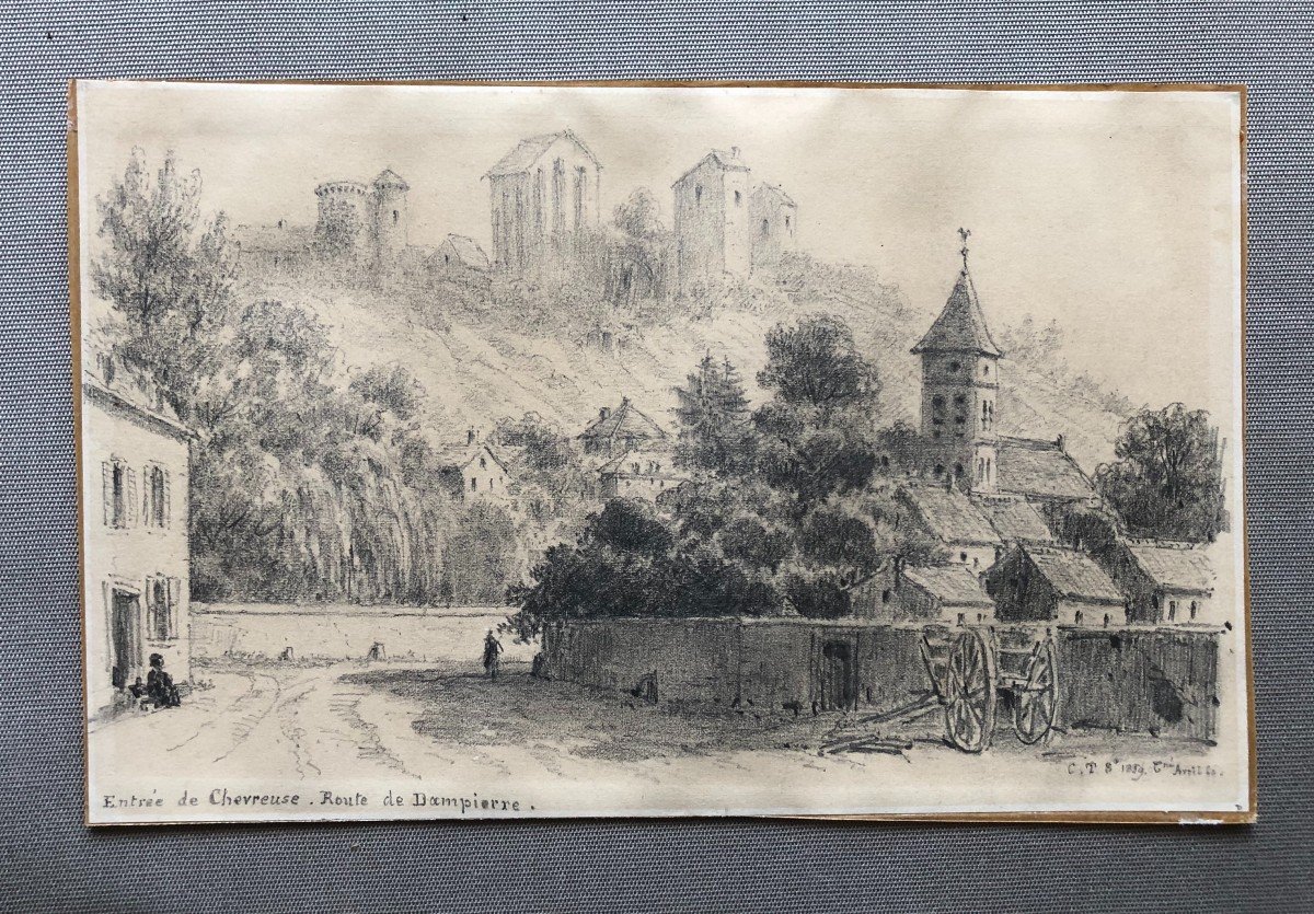 Entrée De Chevreuse, Route De Dampierre, Dessin Daté 1859-photo-2
