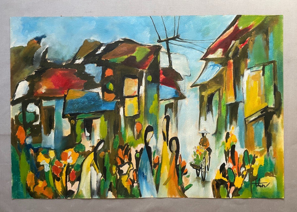 Peinture Vietnamienne, Signature à Identifier-photo-2