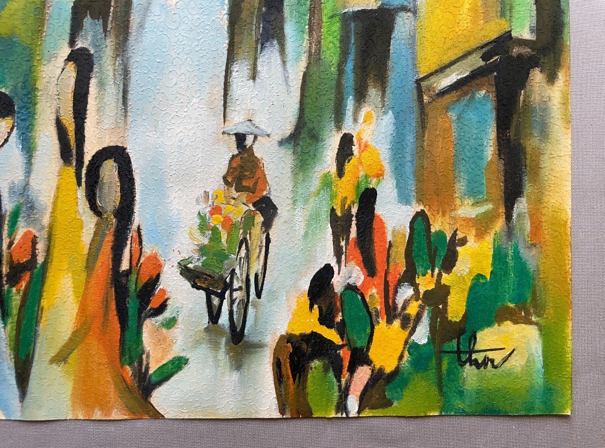 Peinture Vietnamienne, Signature à Identifier-photo-2