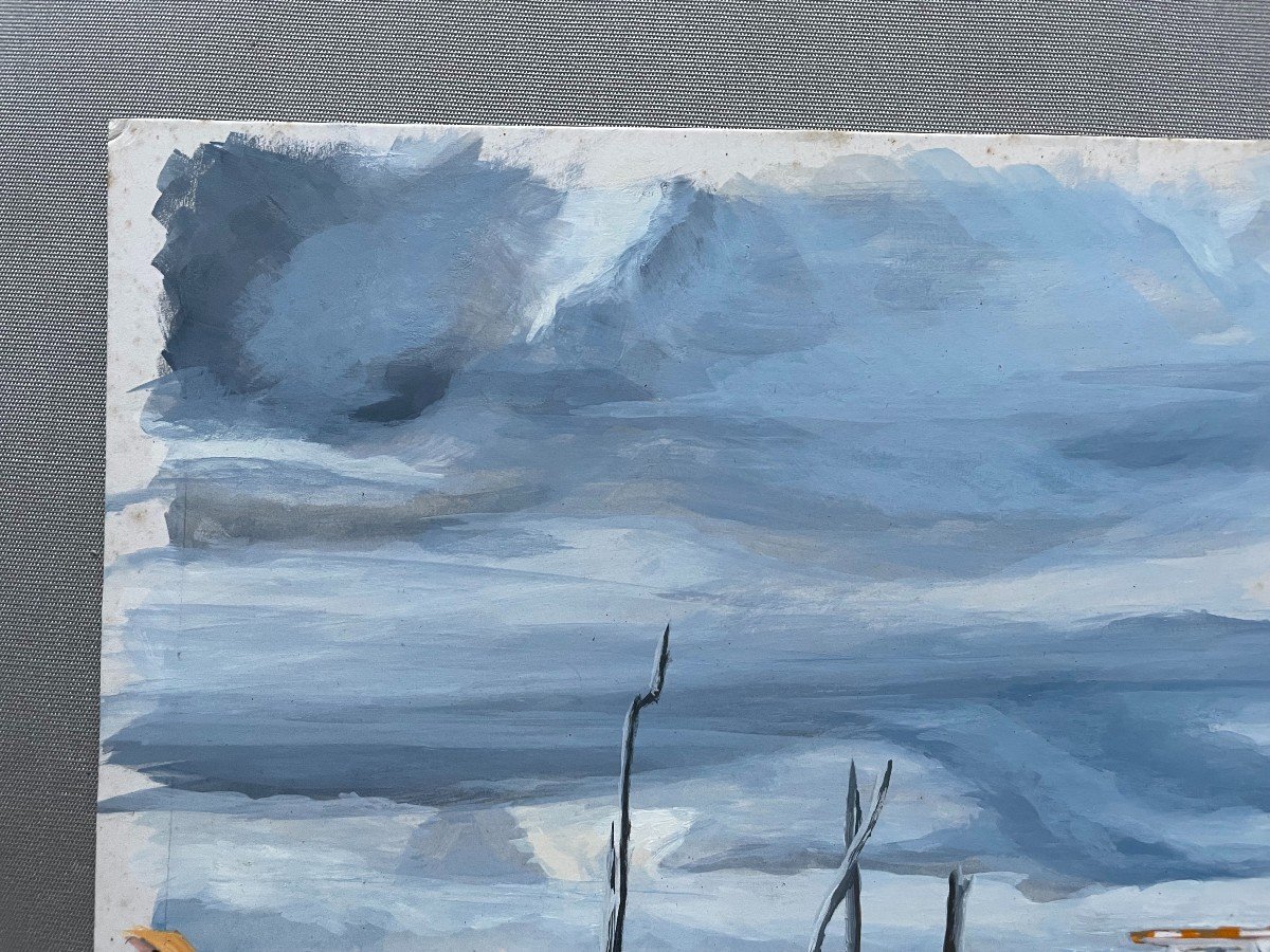 Pinasse On The Arcachon Basin, Gouache-photo-3