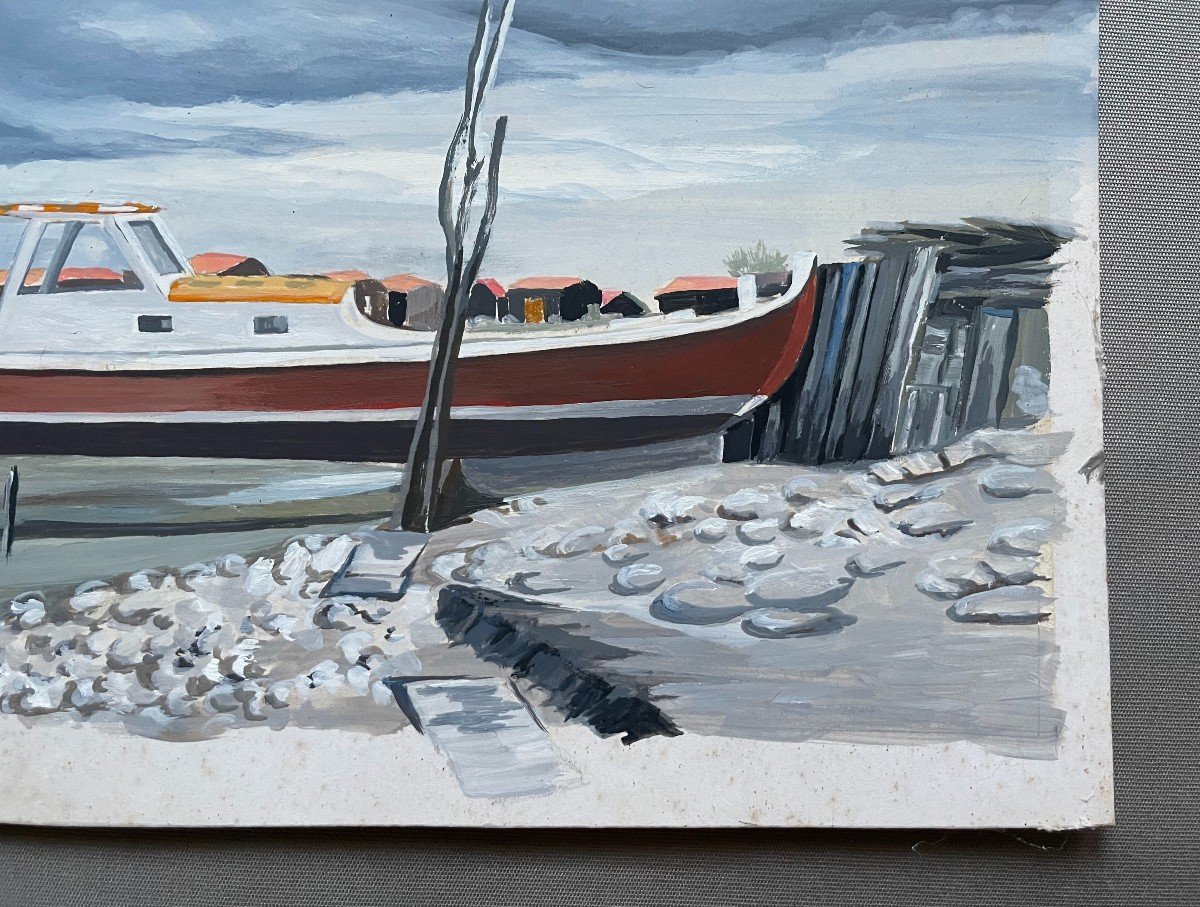 Pinasse On The Arcachon Basin, Gouache-photo-1