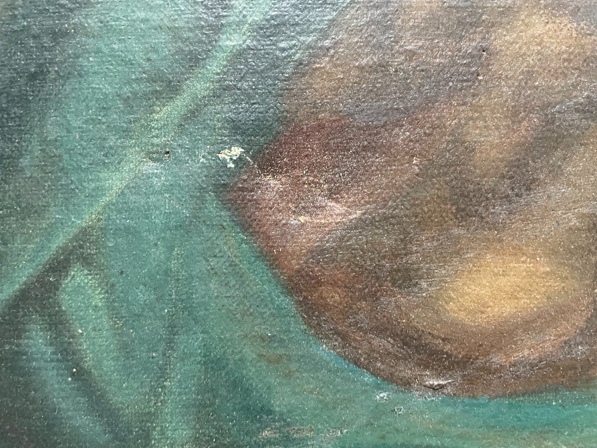 Christ Aux Yeux Clos, Huile Sur Toile XIXe-photo-6