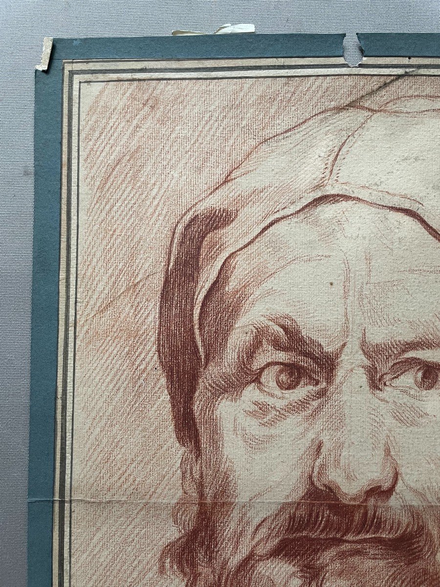 Portrait Of A Man, 18th Century Red Chalk Drawing-photo-2
