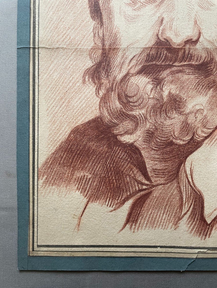 Portrait Of A Man, 18th Century Red Chalk Drawing-photo-1