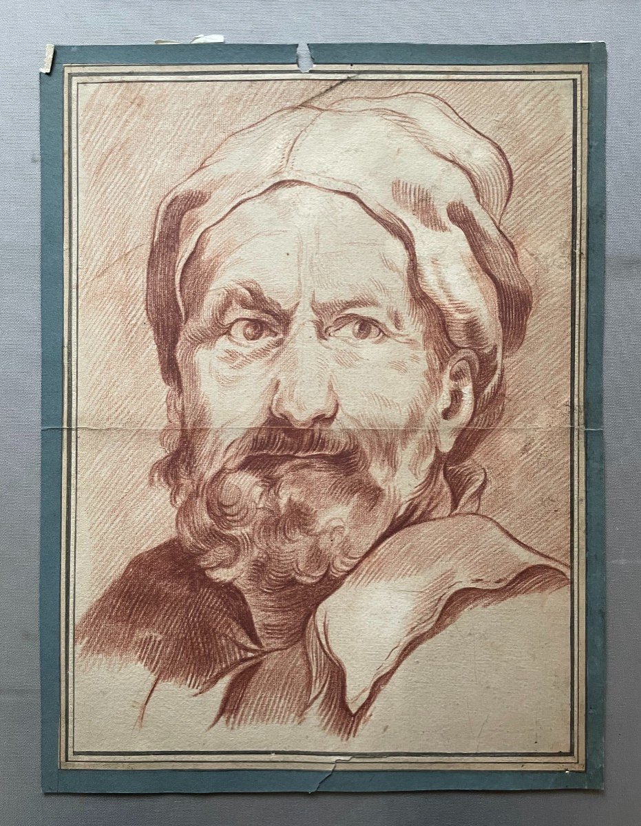 Portrait Of A Man, 18th Century Red Chalk Drawing