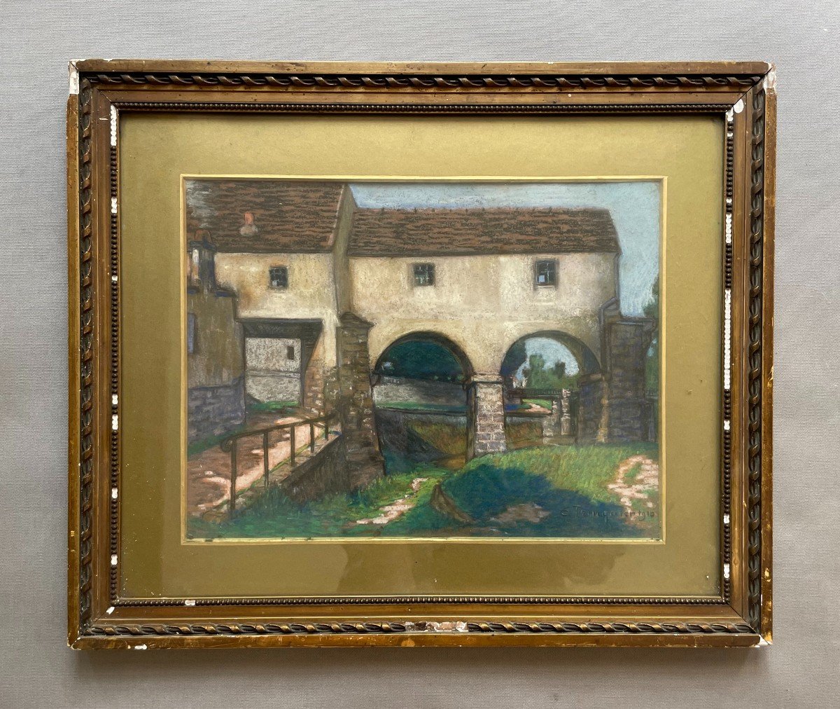  Dessin Au Pastel, Signature à Identifier -photo-2