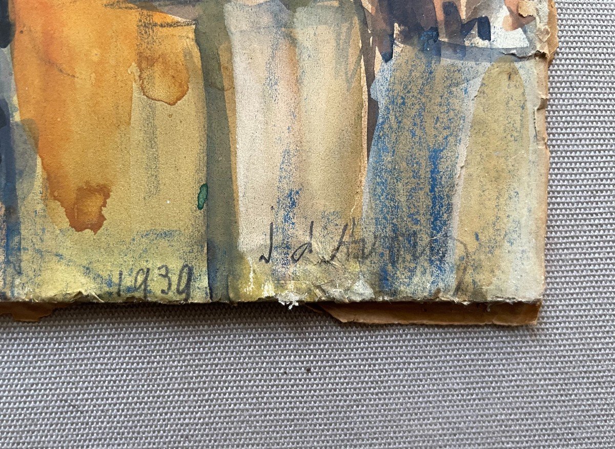 Market Scene, Indochinese School? Watercolor, Signature To Decipher-photo-3