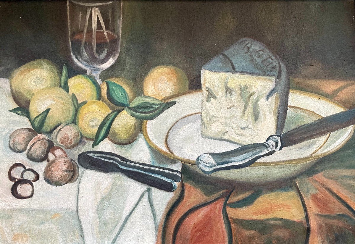 Nature Morte, Huile Sur Toile, Milieu XXe -photo-2