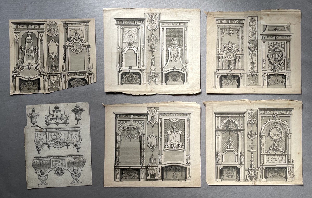 Projets De Boiseries, Lot De Gravures d'Après Berain
