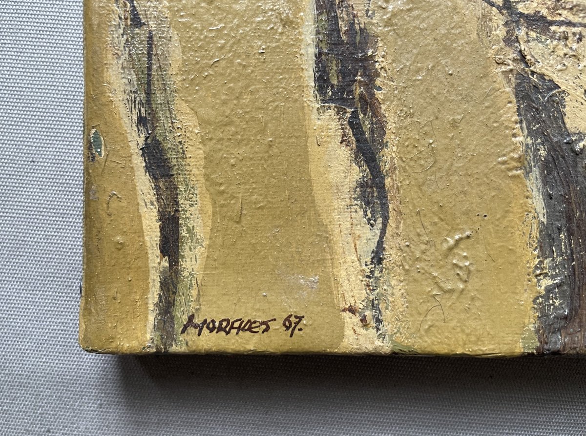 Abstraction, Huile Sur Toile Signée Morales 67-photo-2