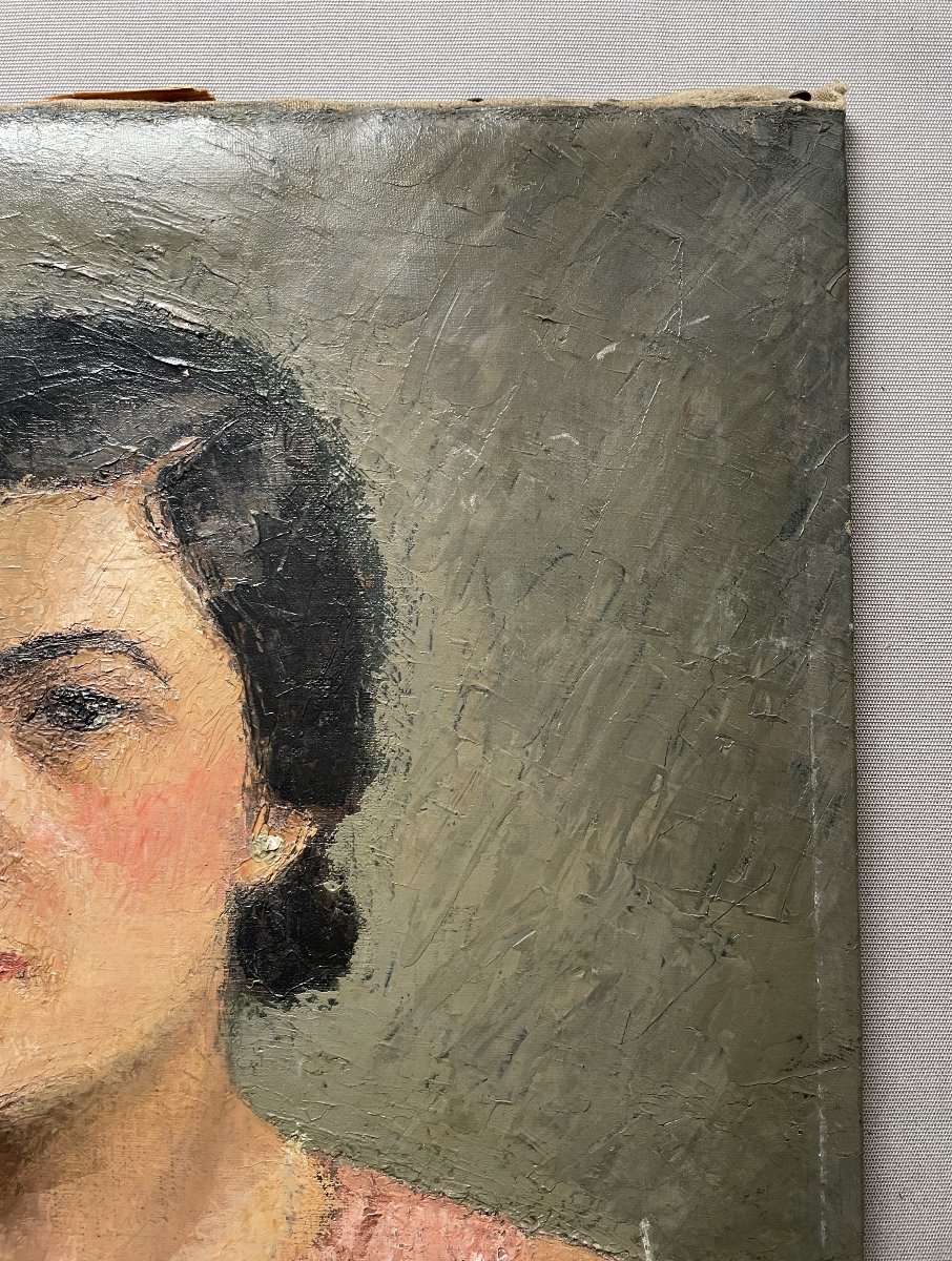 Portrait De Femme, Huile Sur Toile-photo-4