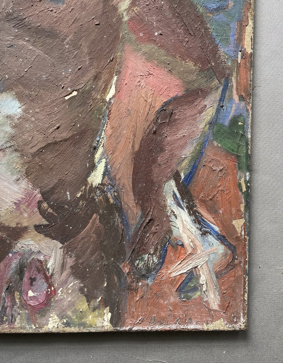 Nu Masculin, Huile Sur Toile à Restaurer-photo-1