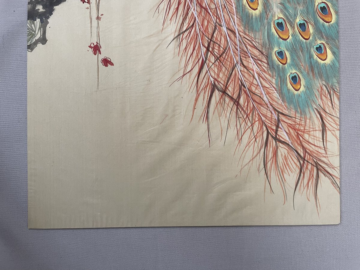 Peacocks, Silk Painting, Asia-photo-1