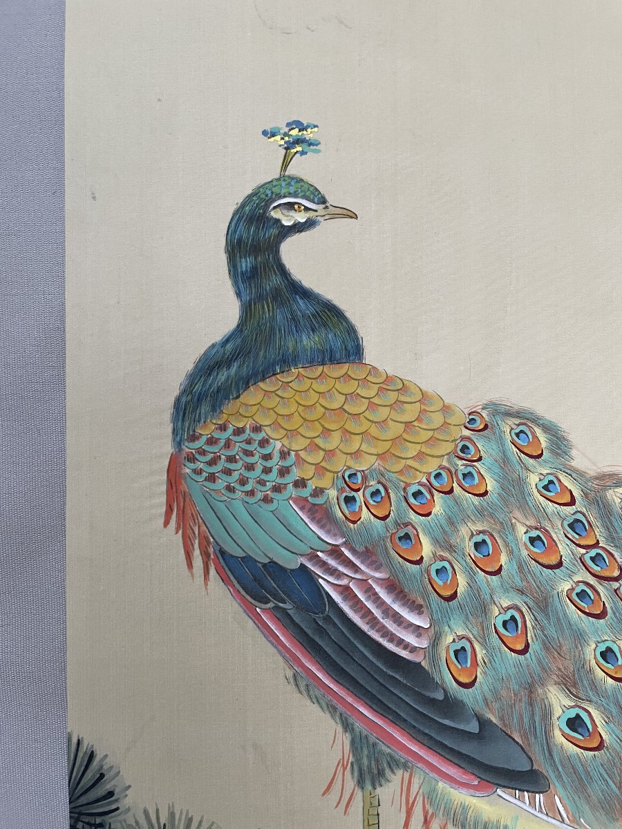 Peacocks, Silk Painting, Asia-photo-2