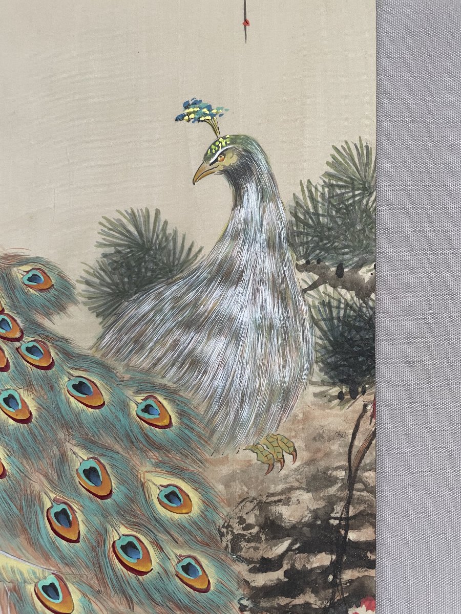 Peacocks, Silk Painting, Asia-photo-3
