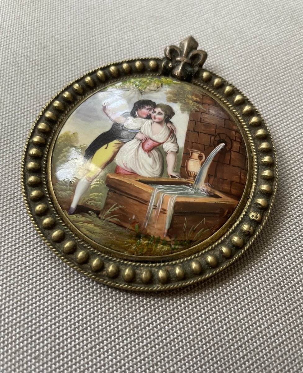 Scène Grivoise, Peinture Sur Porcelaine, Peinture Miniature-photo-3