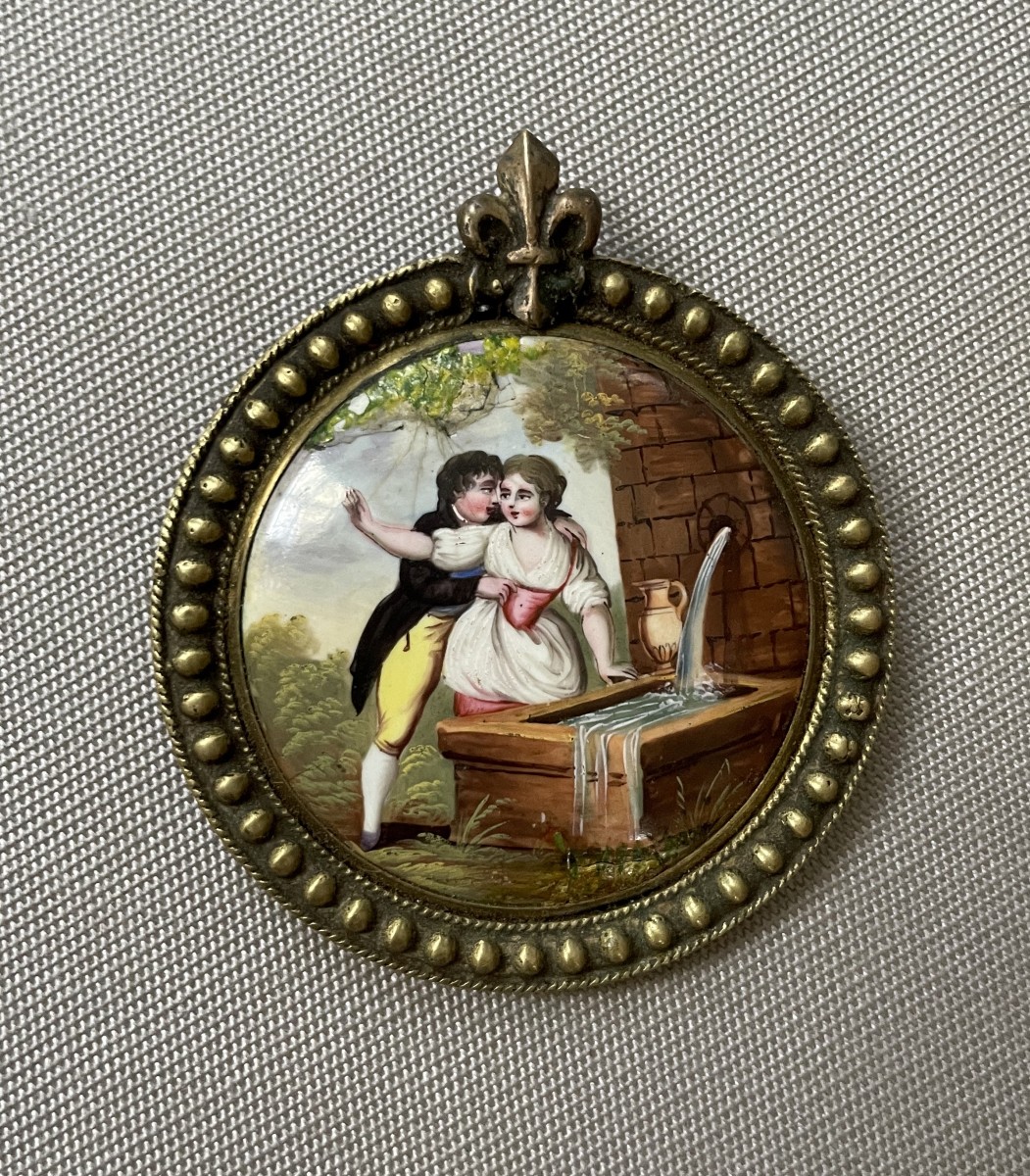 Scène Grivoise, Peinture Sur Porcelaine, Peinture Miniature