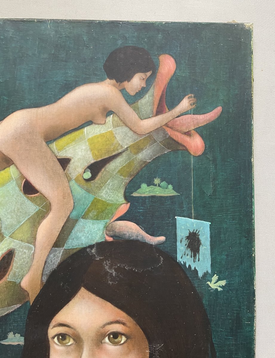 Surrealist School, Oil On Canvas-photo-4
