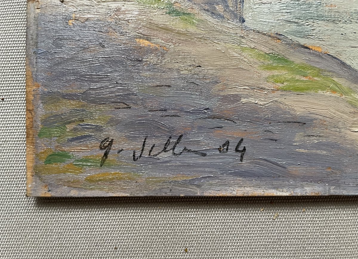 Le Louvre Et Le Pont Des Arts, Huile Sur Panneau Datée 1904, Signature à Identifier-photo-3