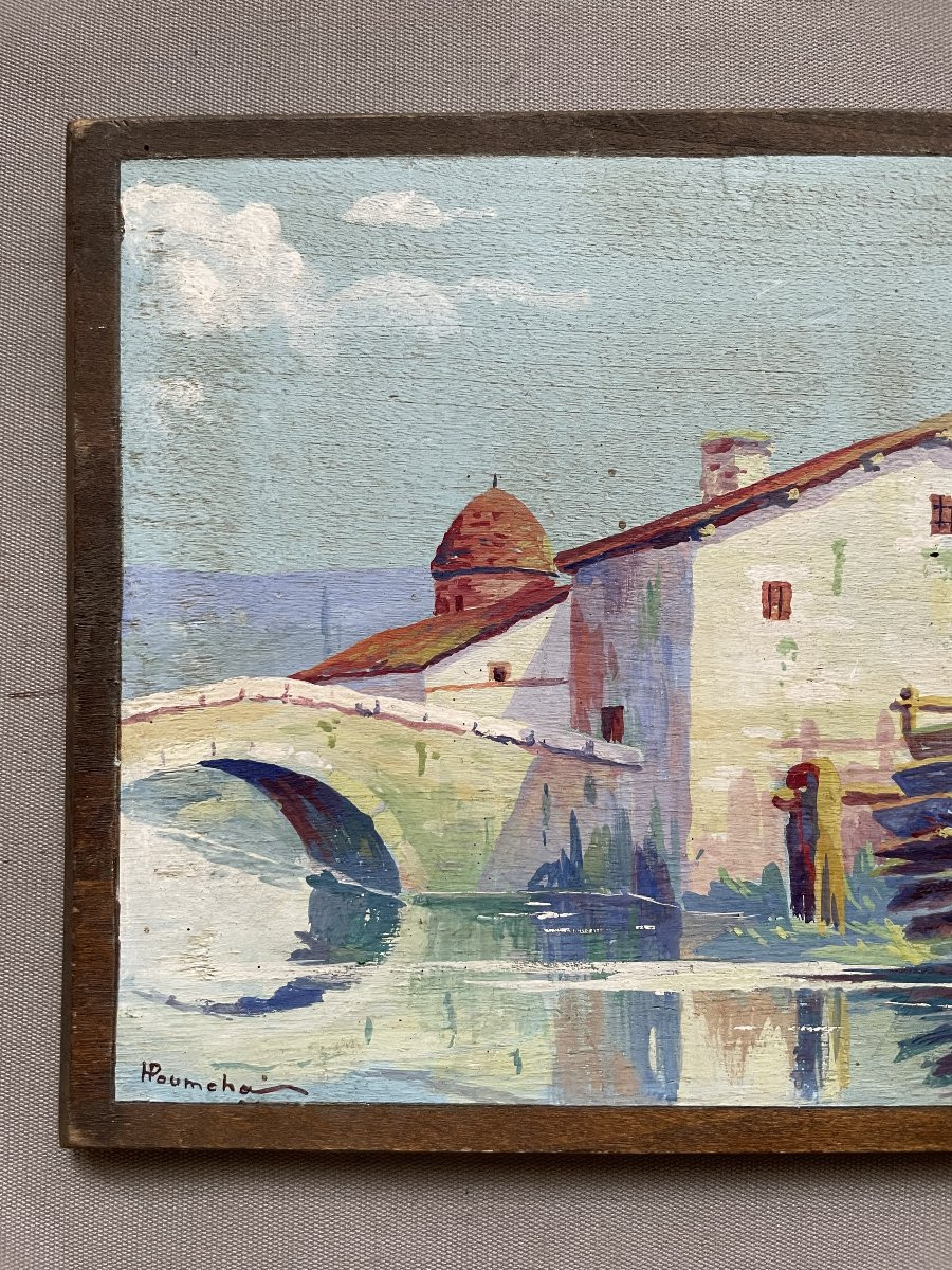 Moulin, Huile Sur Panneau, Signature à Identifier-photo-3