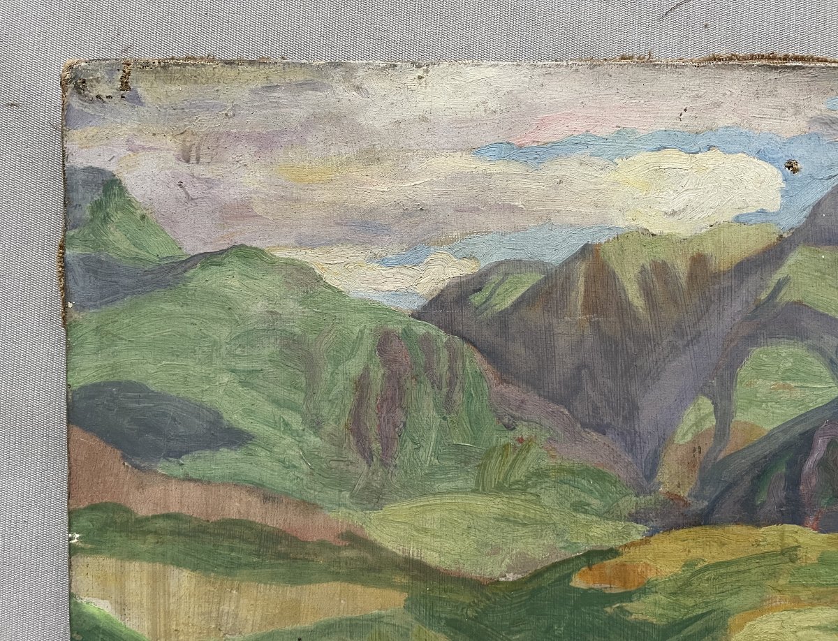 Paysage Montagneux, Huile Sur Toile-photo-2