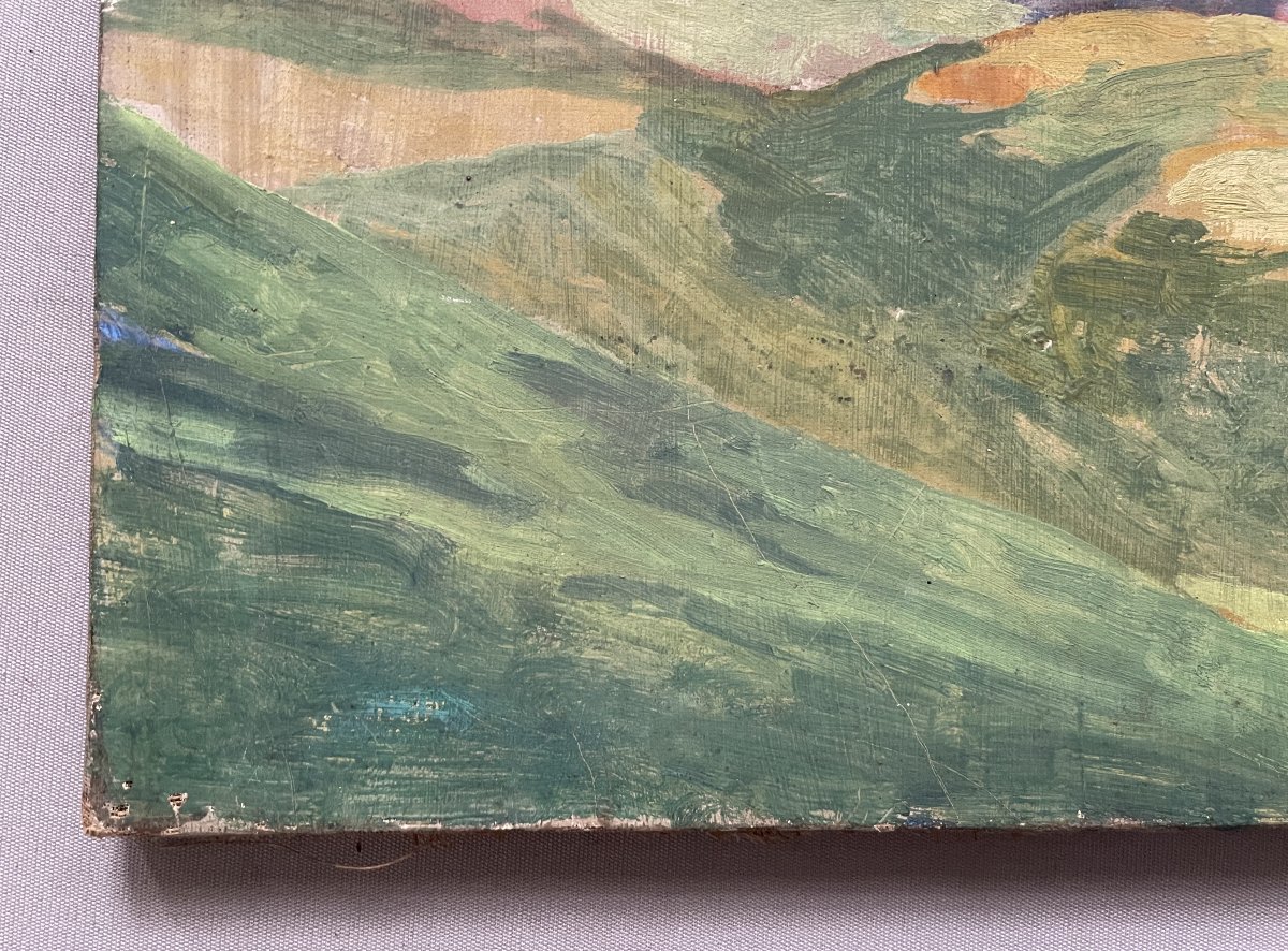 Paysage Montagneux, Huile Sur Toile-photo-1